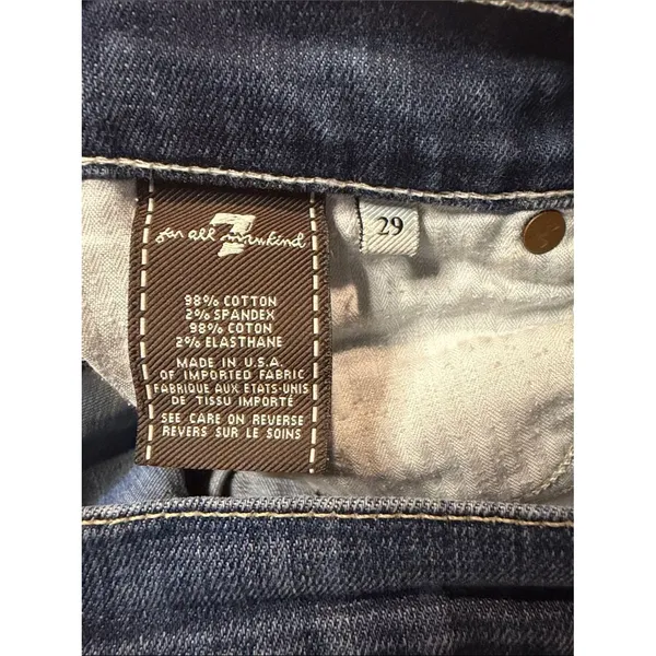 7 FAM Dojo White 7’s On Back Pockets Flare Dark Wash Jeans Size 29 - Image 5