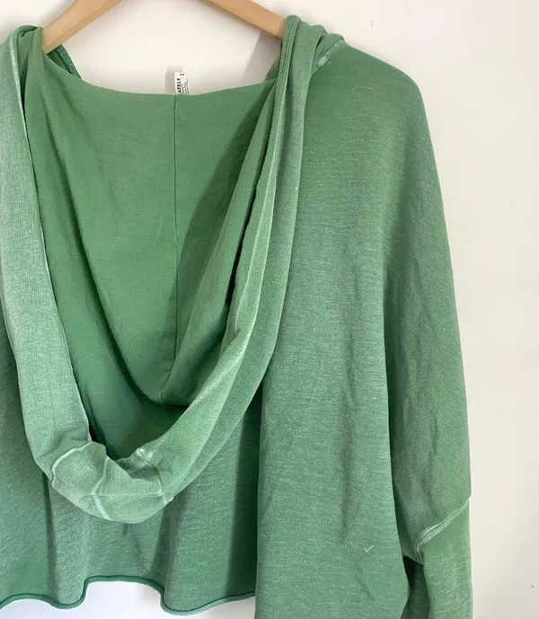 Free People Morning Run Crop Oversized Hoodie Modal Blend Green size S - Image 6