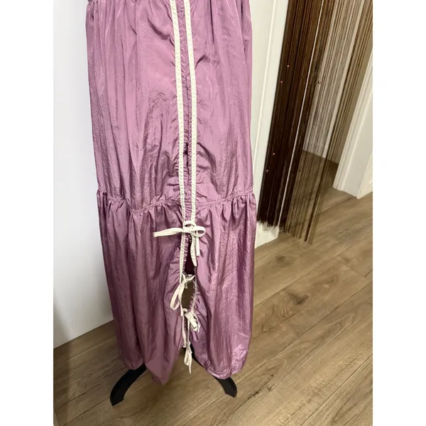 Daily Practice by Anthropologie Mauve Purple Tiered Mixed Media Midi Dress Large - Image 4