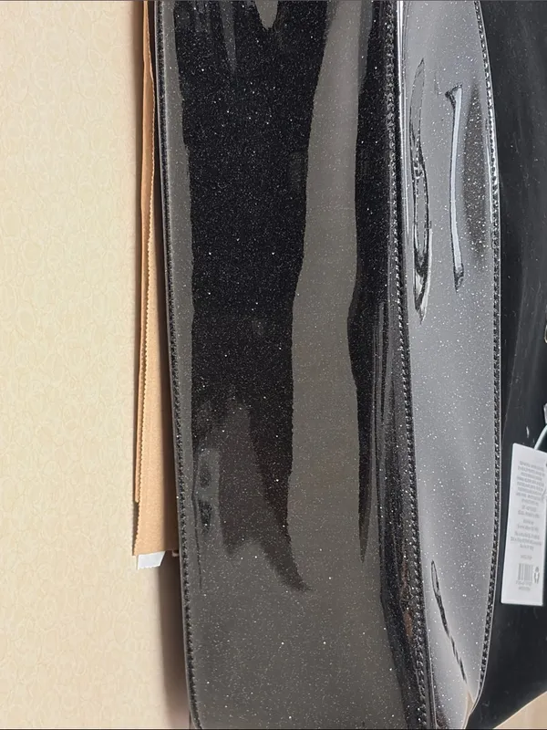 Jimmy Choo Parfums tote black velvet body glossy glitter-accented base &straps - Image 7