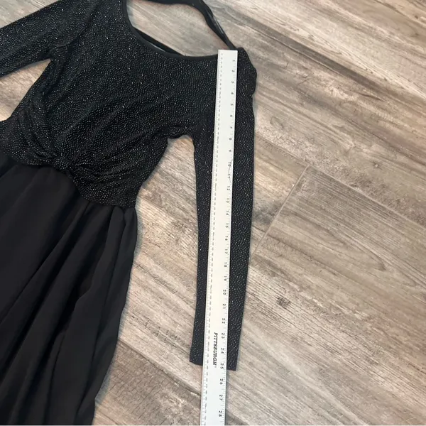 JESSICA McCLINTOCK VINTAGE DRESS BLACK SPARKLE FORMAL MAXI DRESS SIZE 10 #124 - Image 3