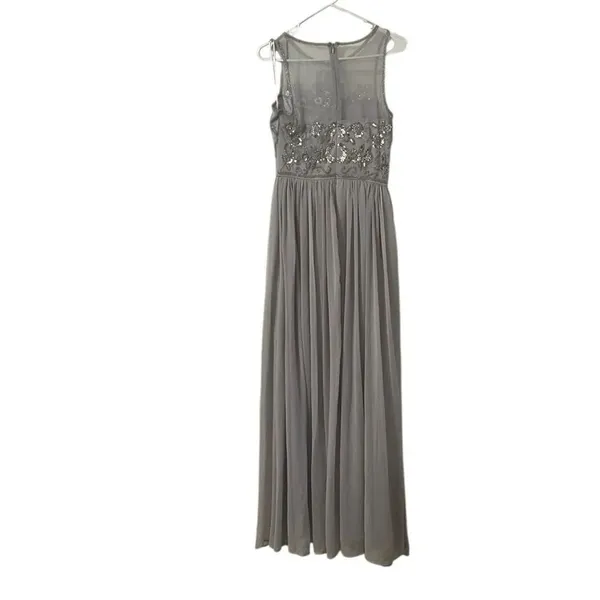 ALTAR'D STATE GREY VUSEN BEADED SEQUIN EMBELLISHED MESH MAXI DRESS Size SMALL) - Image 4
