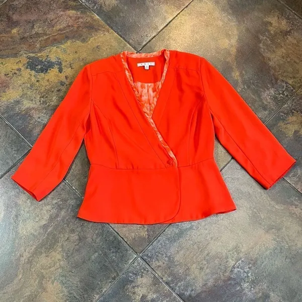 CAbi Orange Wrap Blazer Jane Jacket Size 4 - Image 4