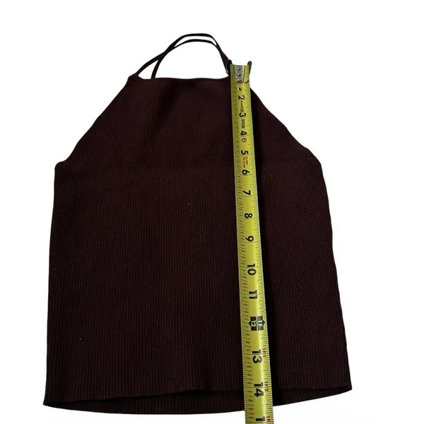 Zara Top Womens Small Ribbed Crop Halter Spaghetti Strap Brown Sleeveless | 6-28 - Image 5