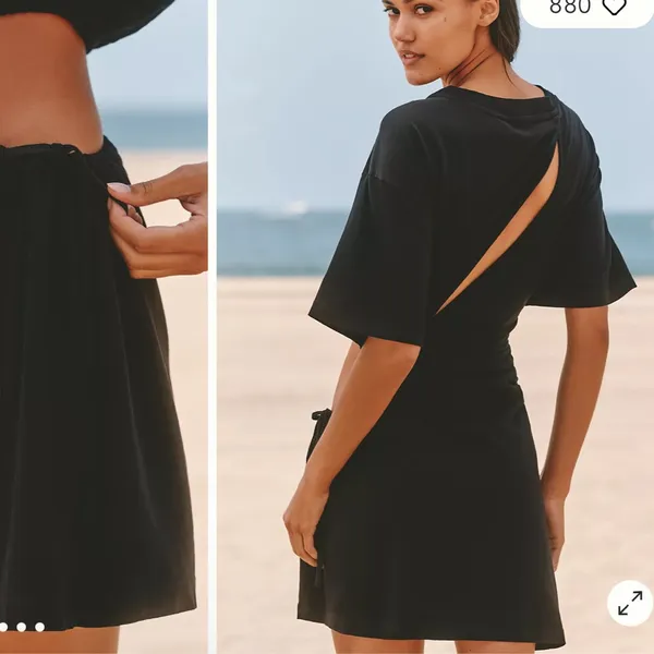 Anthropologie Celandine Large‎ NEW Short-Sleeve Cutout Fitted Mini Dress Black Crew Neck - Image 6