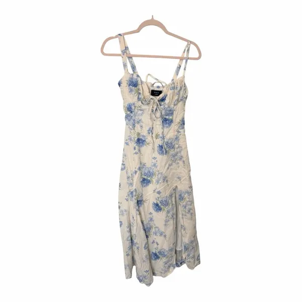 VICI Floral Linen Blend Sweetheart Corset Midi Sz Large Dress - Image 3