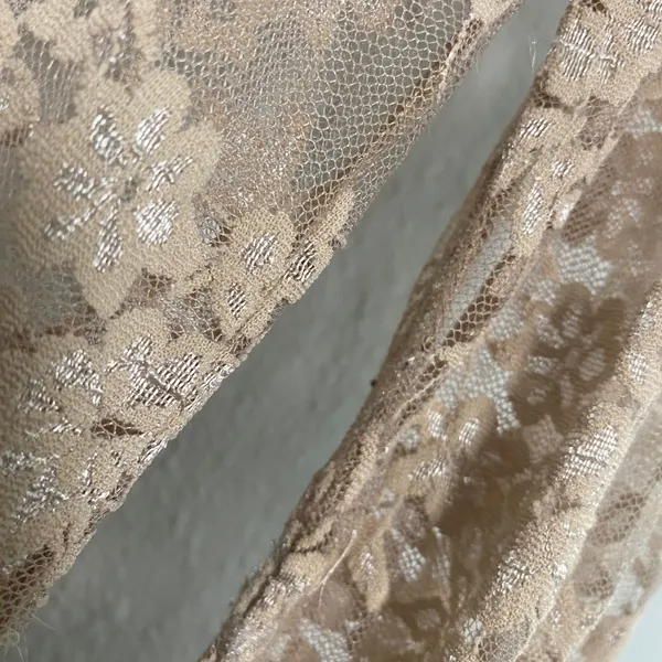 Tan Sheer Lace Top Medium Fairycore Festival Mesh Bohemian Boho Hippie Layering - Image 4
