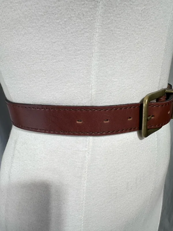 Harness Cowhide Vintage Leather Belt Womens Size 34 Brass Buckle Western Cowgirl - Image 3