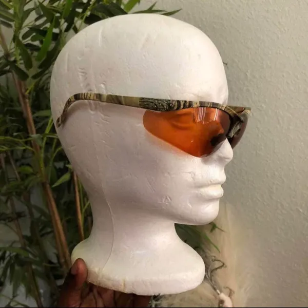Y2K Green Camo Orange Shield Oversize Sunglasses Streetwear Grunge Baddie Trendy 2000s - Image 3