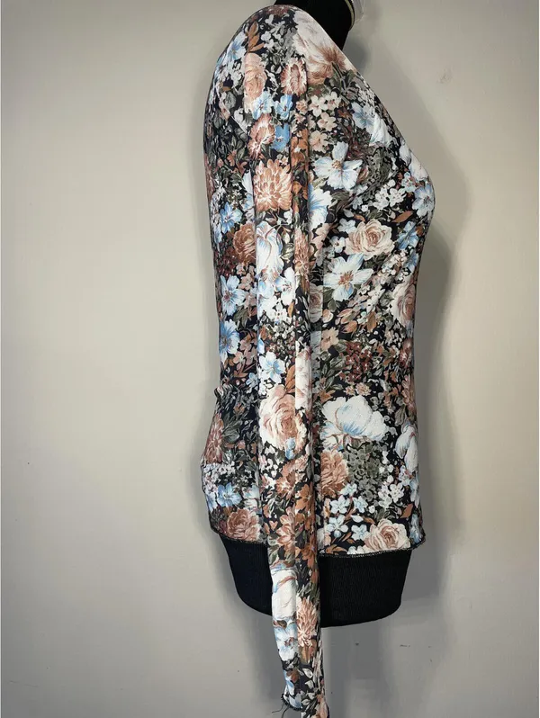 Floral Mesh Mock Neck Long Sleeve Top Y2K Festival Date - Image 3