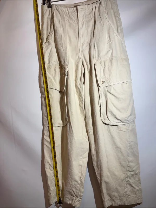 Free People Brentwood Aged Green Slouchy Cargo Pants Cotton Size 12 - Image 6