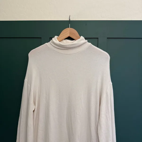 Reformation Aspen Knit Long Sleeve Turtleneck Sweater Dress Cream - Image 4
