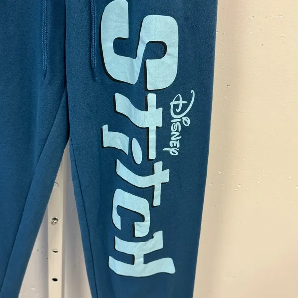 Disney Lilo & Stitch Teal Blue Fleece Jogger Sweatpants Small Graphic Print‎ - Image 6
