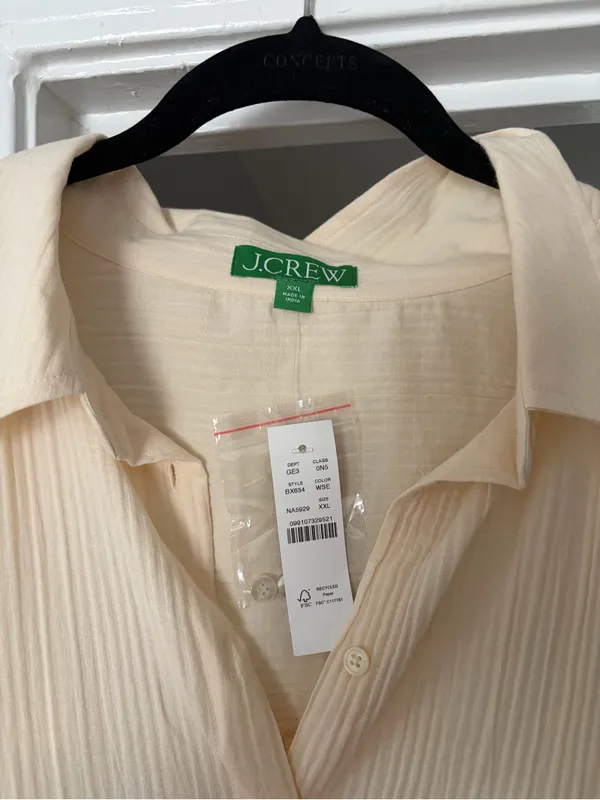 J. Crew Cream Pleated Button-Down Dress - Image 3