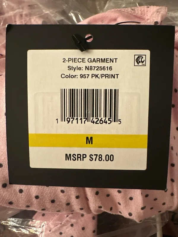 NWT Ellen Tracy Women's Short Sleeve 2 Piece Pajama Set PK/PRINT M - Image 6