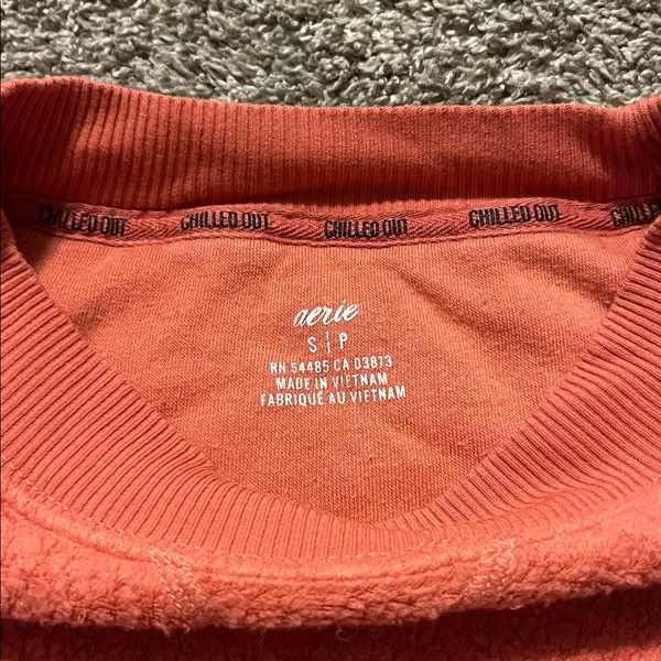 Aerie Chilled Out Coral French Terry Oversized Sweatshirt Small‎ - Image 6