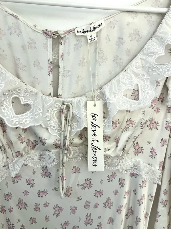 For Love and Lemons Pastel Fields Pink Rose Midi Dress NWT Size Medium - Image 5