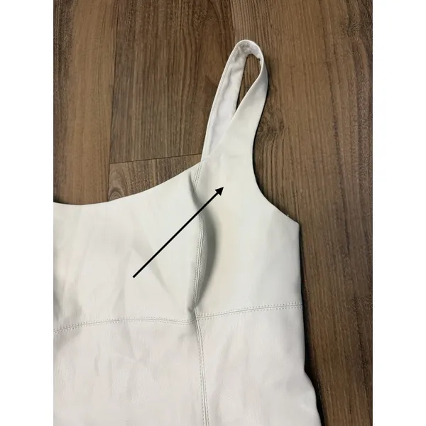 Maeve Anthropologie 90s Faux Leather Cream Mini Tank Dress Classic Minimalist - Image 6