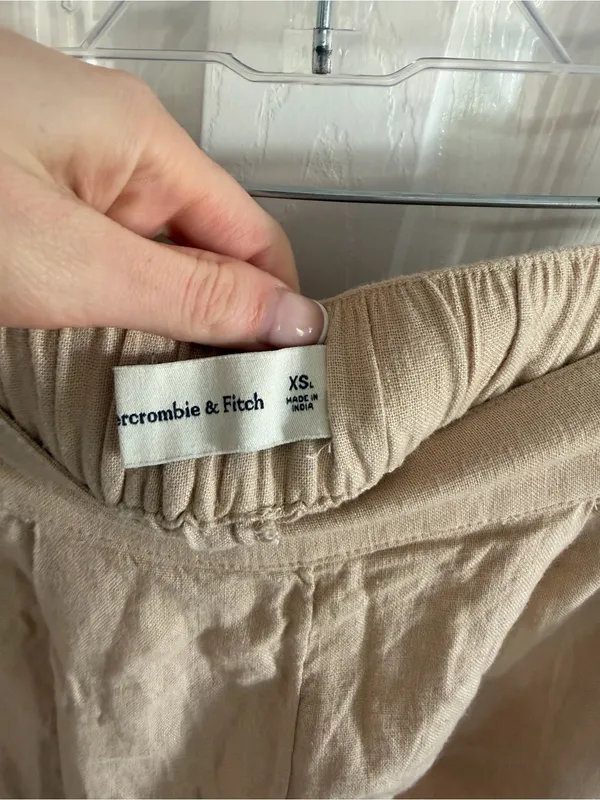 Abercrombie & Fitch Linen Elastic Waist Pant Tan Size XS Long NWT - Image 4