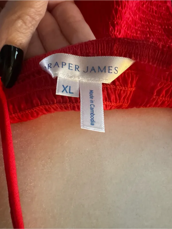 Draper James Red Square-Neck Puff Sleeve Mini Dress - Image 5