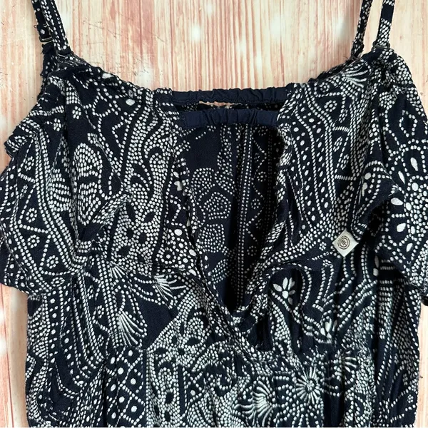 Element Eden Black Dot Paisley Print Spaghetti Strap Strapless Maxi Dress Size L - Image 12