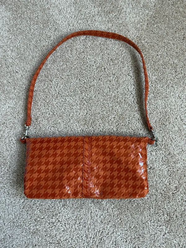 Jazzd Lightweight Orange Houndstooth Small Shoulder Bag - Image 2
