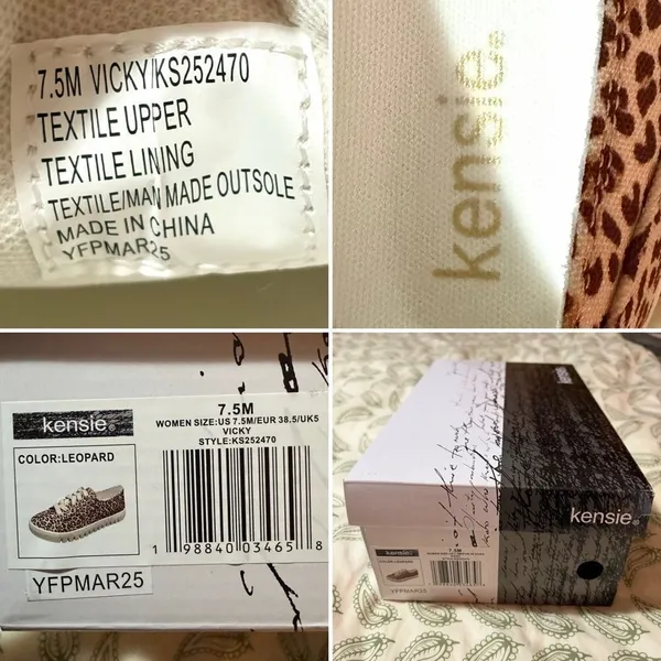 Kensie Vicky Sneaker Leopard Print Shoes 7.5 Cream Tan NIB - Image 11