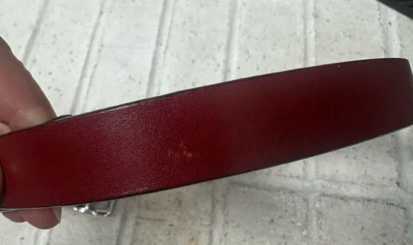 Coach Dark Red Made in Italy Belt Brass Buckle Silver hardware Medium - Image 4