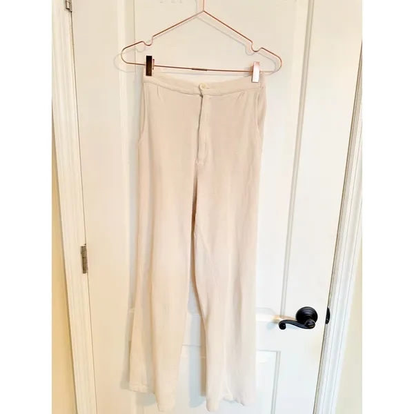 Djerf Avenue Terry Pants Women S Cream Organic Cotton Relaxed Loungewear‎ - Image 3