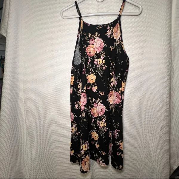 Wallflower Womens Size XXL Black‎ and Floral Pattern Flowy Midi Sleeveless Dress - Image 2