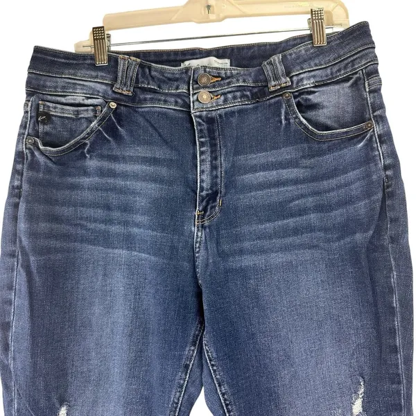 KanCan Maurices High Rise Curvy Dark Destructed Skinny Jeans Size 33 - Image 3