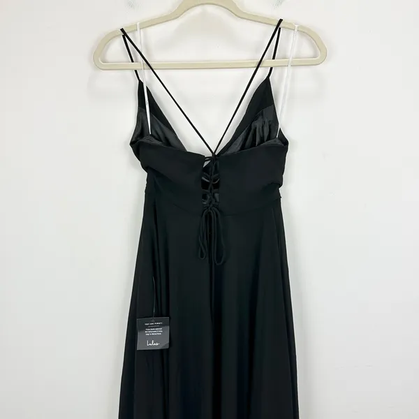 Lulus Romantically Speaking Black Cowl Lace-Up Maxi Dress Formal Small NWT - Image 7