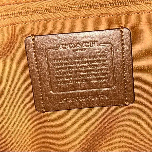 Coach Rose Gold Metallic Tote Bag with Pink Canvas Straps - Image 10