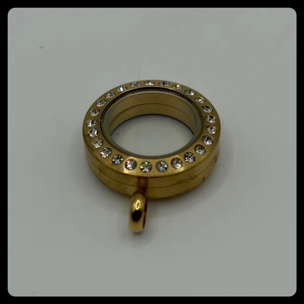 Origami Owl Floating Locket Pendant‎ Small Gold Rhinestone Jewelry Charm - Image 2