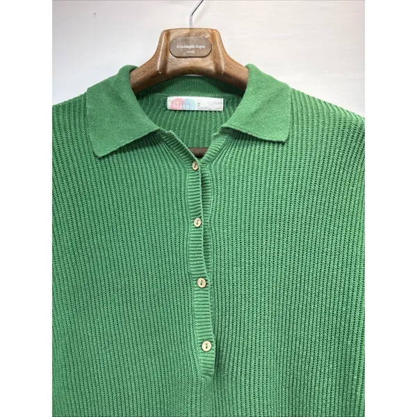 Free People Beach Picnic‎ Sweater Romper Size XS Green Cotton Linen Ribbed Knit - Image 2