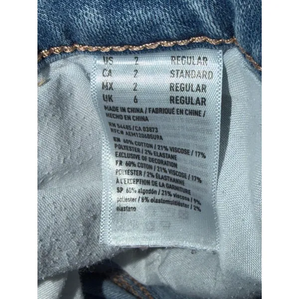 American Eagle Distressed Super Stretch Skinny Jeans Women’s Size 2 Raw Hem - Image 5