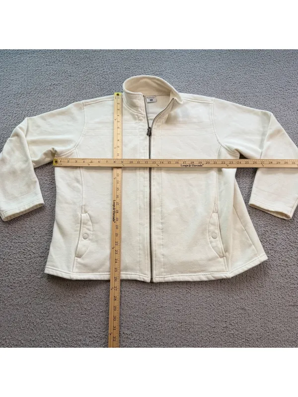Y2K Columbia Women’s 2X Cream Fleece Lined Full Zip Jacket Insulated Omni Shield - Image 3