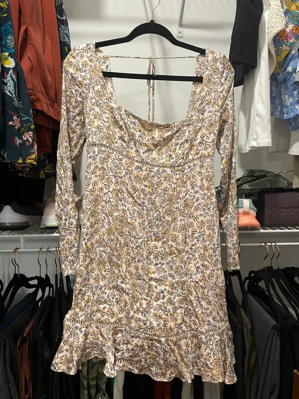 Ivory Floral Mini Dress - Image 3