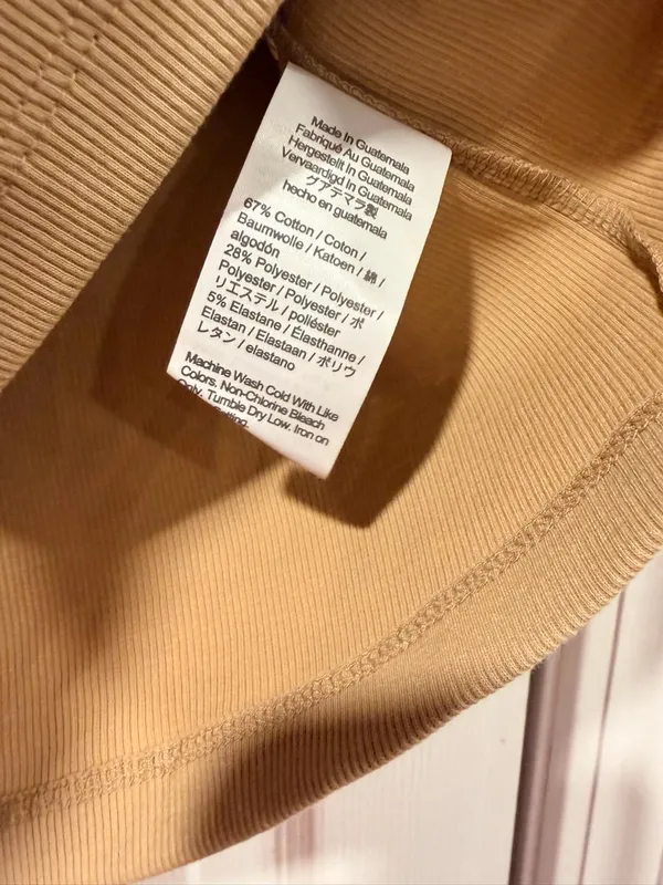 NWOT J. Crew Size M Tan Khaki Crew Neck Short Sleeve Ribbed Stretch Top - Image 6