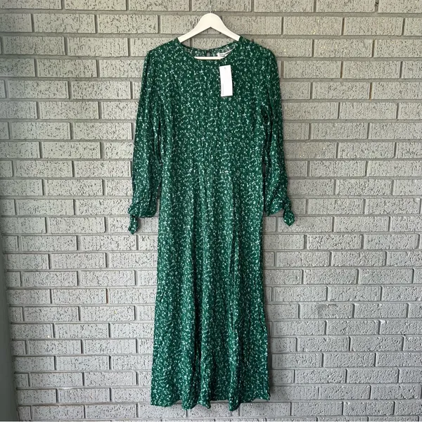 NWT Reformation Zelda Dress Emerald Green Midi Dress Prairiecore Size 10 - Image 9