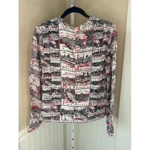 By Malene Birger Postcard‎ City Print Long Sleeve Blouse Pink Cream Size 34 XS - Image 3