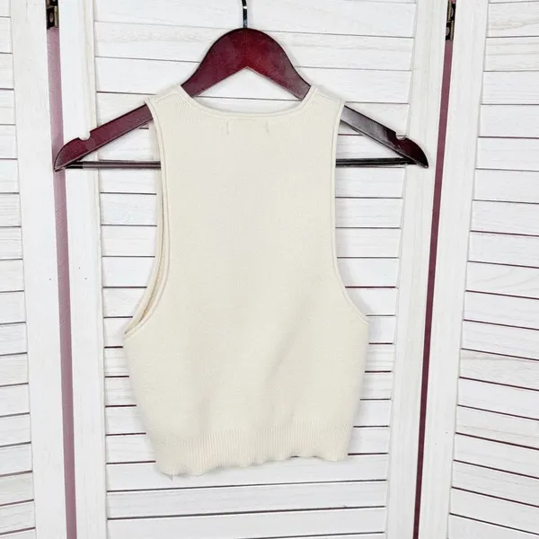 Pretty‎ Little Thing Ribbed Knit Racer Back Crop Tank Top Cream Medium - Image 8