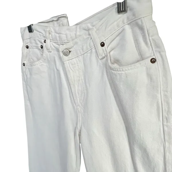Agolde Jeans Womens 24 White Organic Cotton High Rise Criss Cross Straight Leg - Image 4