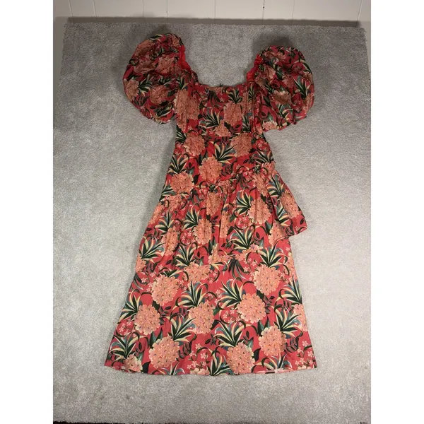 NWT farm rio pineapple bloom red Midi Dress M - Image 7