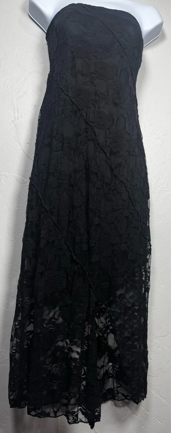 Altar'd State Strapless Black Lace Midi Dress Size Large - Image 3