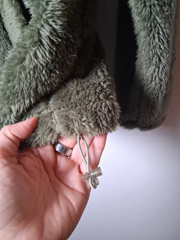 NWT New Balance Women's Olive Green Pile Fur Plush Full-Zip Fleece Jacket size L - Image 5