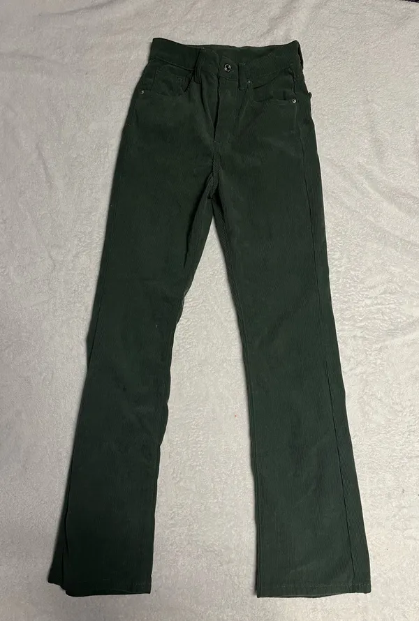 Green Corduroy Jeans American Eagle Size XS - Image 2