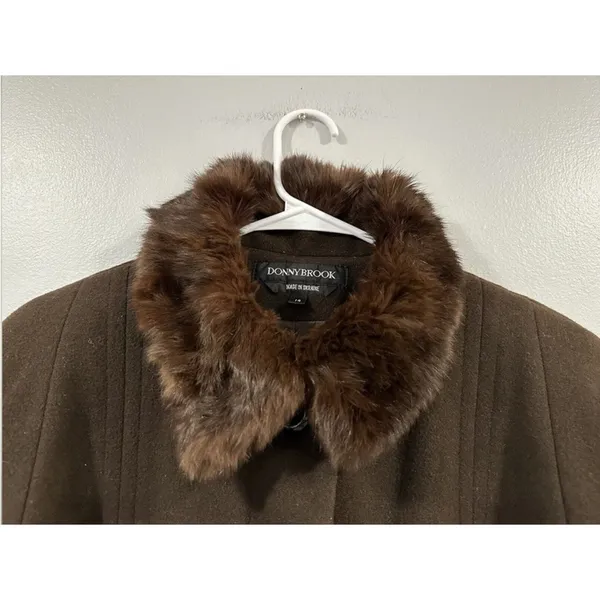 Donnybrook Wool Rabbit Collar Brown Long Coat Vintage VTG 14 AS IS - Image 2