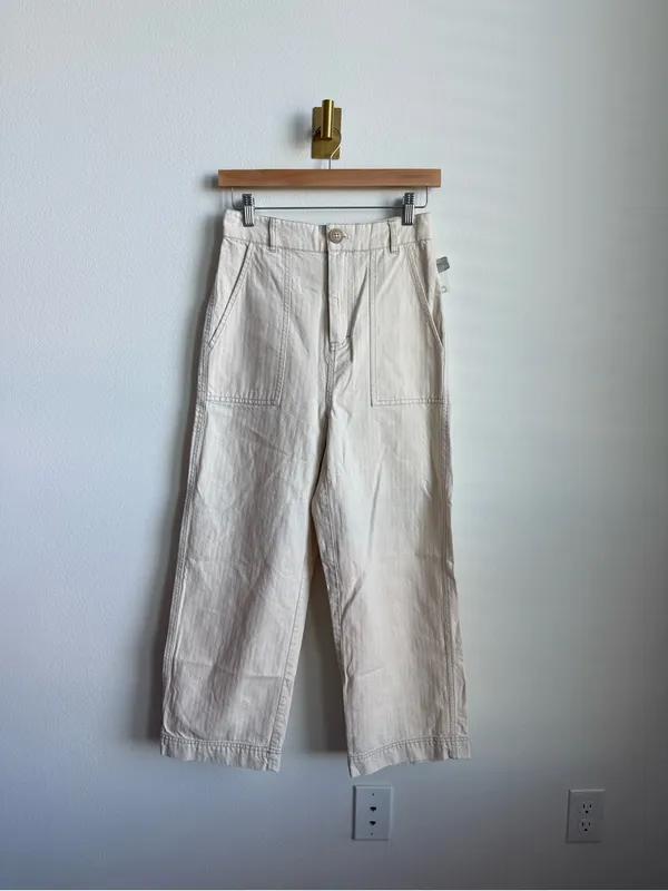 Free People Sunday Skies Wide Leg Sailor Pants NWT Size 2 Natural Cotton - Image 2