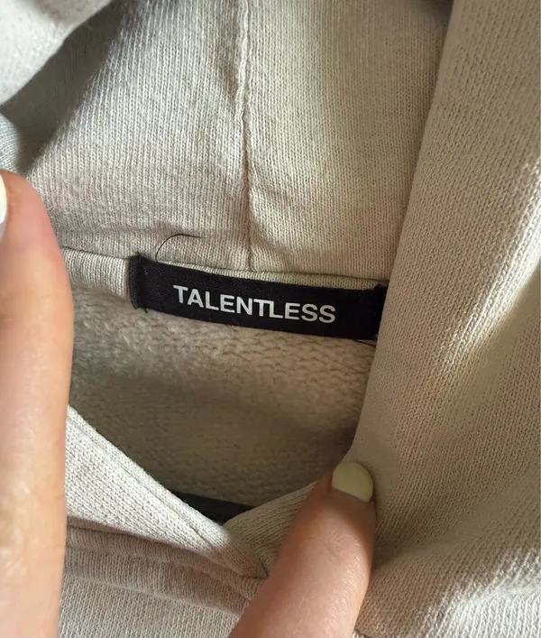 TALENTLESS Cream Hoodie with Circle Logo - Image 5